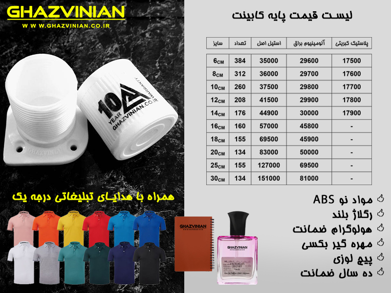 لیست قیمت پایه کابینت - پایه استیل نگیر - پایه کابینت طرح استیل - پایه کابینت پلاستیکی